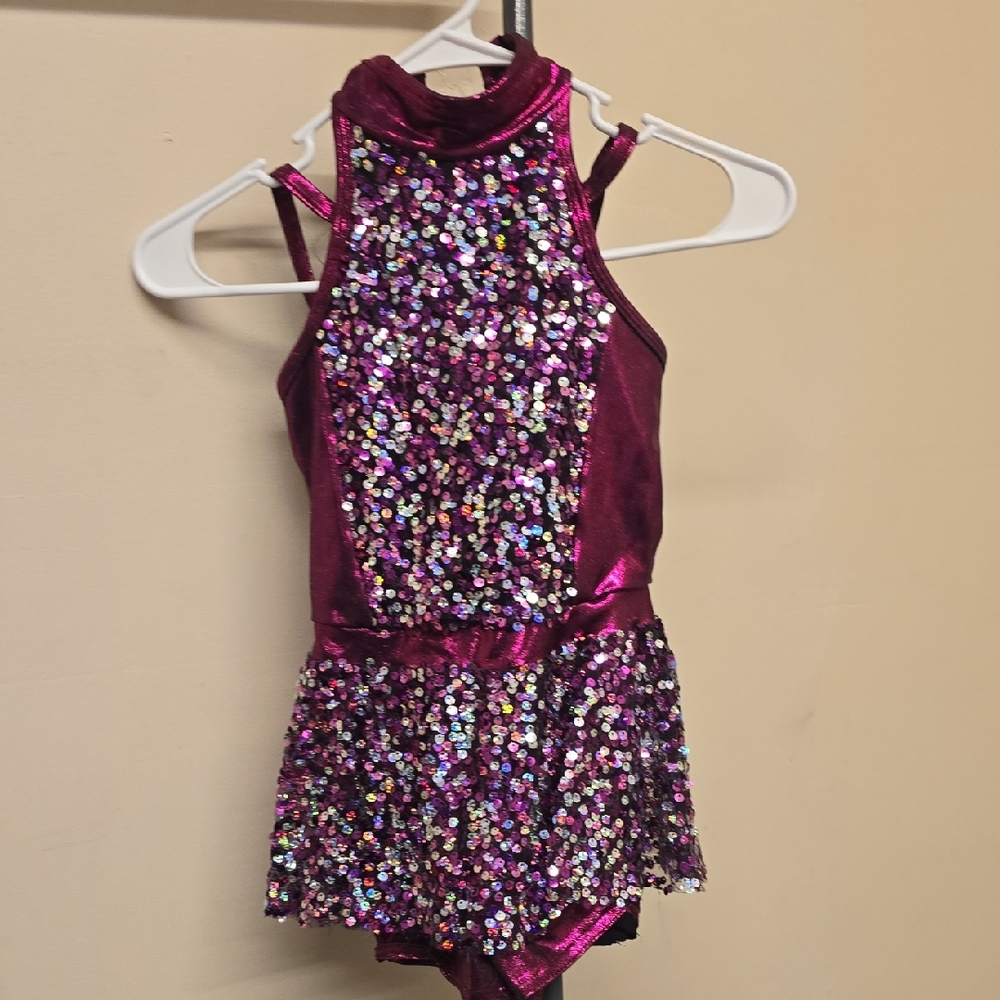 Glittery Magenta Kids Dance Costume